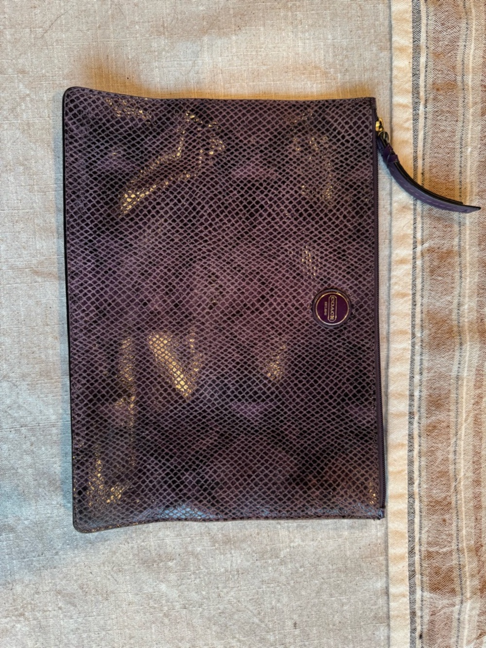 Coach Plum Snakeskin Zip Pouch Excellent Condition!